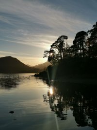 Sunset over Derwentwater in autumn